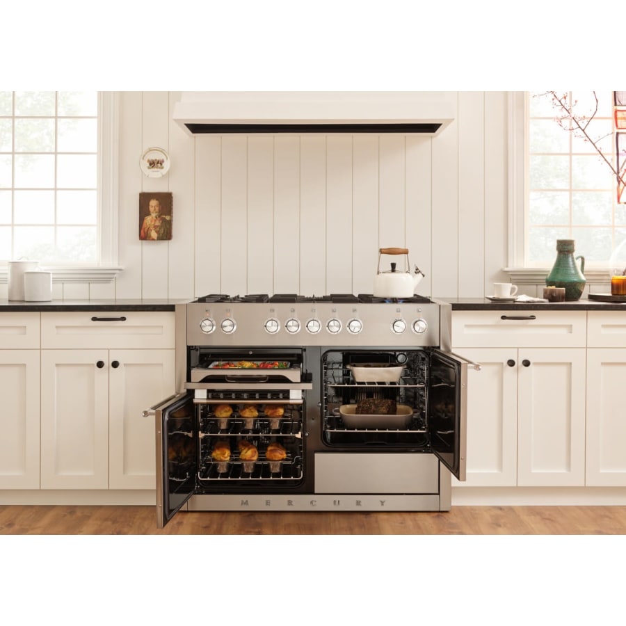 AGA Mercury Series 48 Inch Wide 6 Cu. Ft. Slide In Dual Fuel Range with Glide Out Broiler System™ - Cookingdom