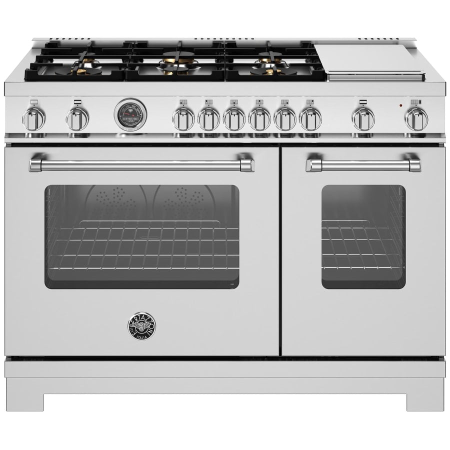 Bertazzoni Master 48 Inch Wide 7.1 Cu. Ft. Free Standing Gas Range Stainless Steel Alternate Image Alternate Image Bertazzoni Master 48 Inch Wide 7.1 Cu. Ft. Free Standing Gas Range - Cookingdom