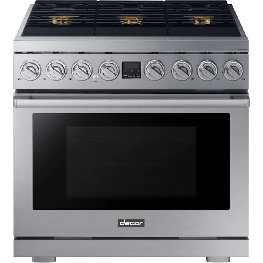 Dacor Transitional 36 Inch Wide 5.9 Cu. Ft. Slide In Gas Range with Three-Part Convection - Cookingdom